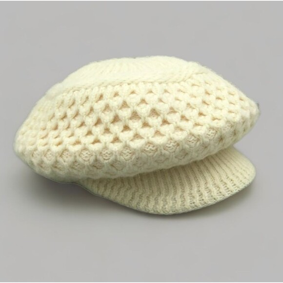 Adora Accessories - Adora Womens Angora Beret Hat Cap Rabbit Hair Blend Cream Knit BOHO OS One Size